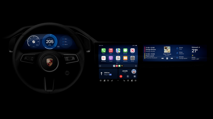 La nouvelle interface d'Apple, CarPlay, se dévoile chez Porsche et Aston Martin